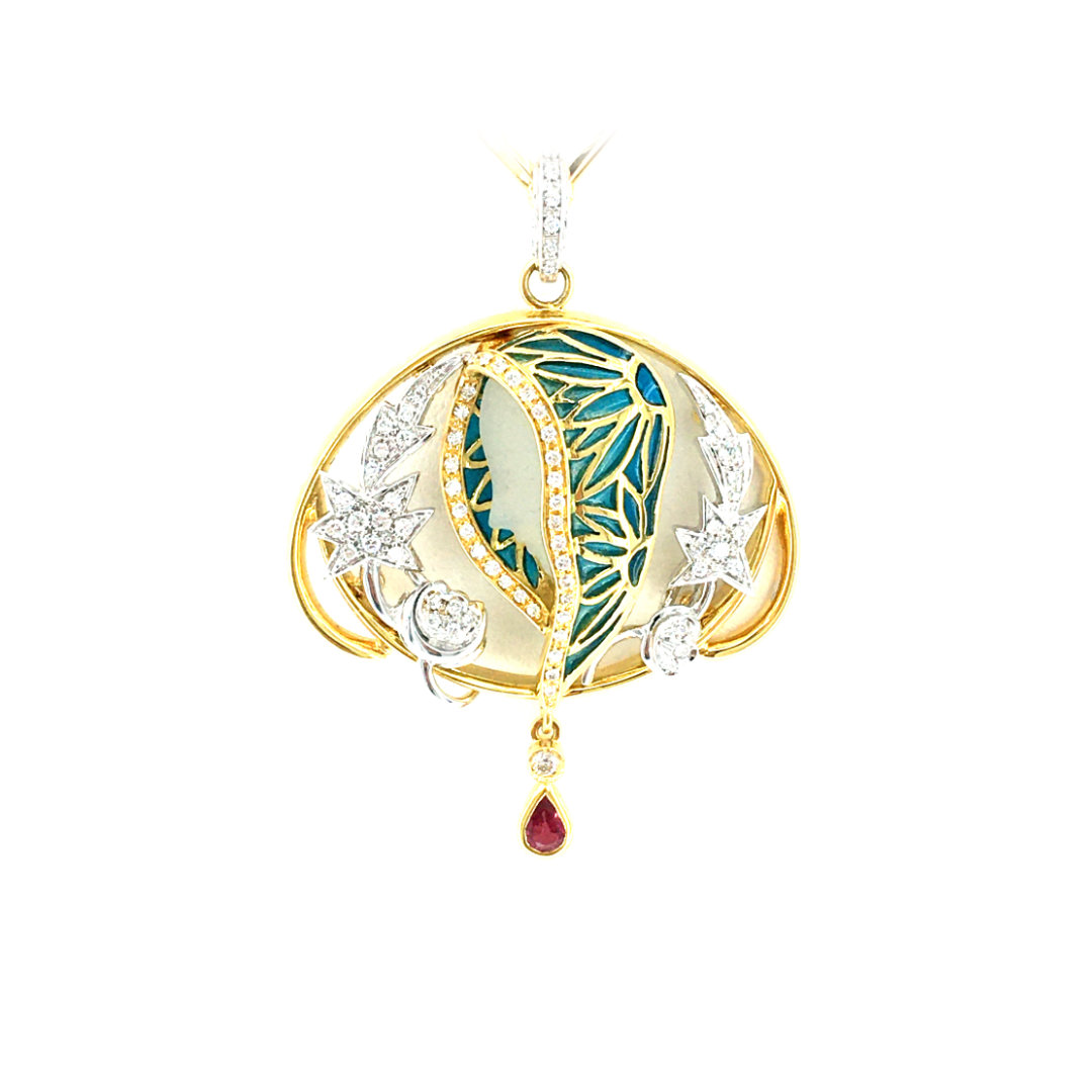 Philip Jones Collana Donna In Cristallo Giallo Con Zircondia - Elegante Gioiello A Ciondolo